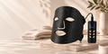 HebeHalo black LED light therapy face mask with rechargeable controller
